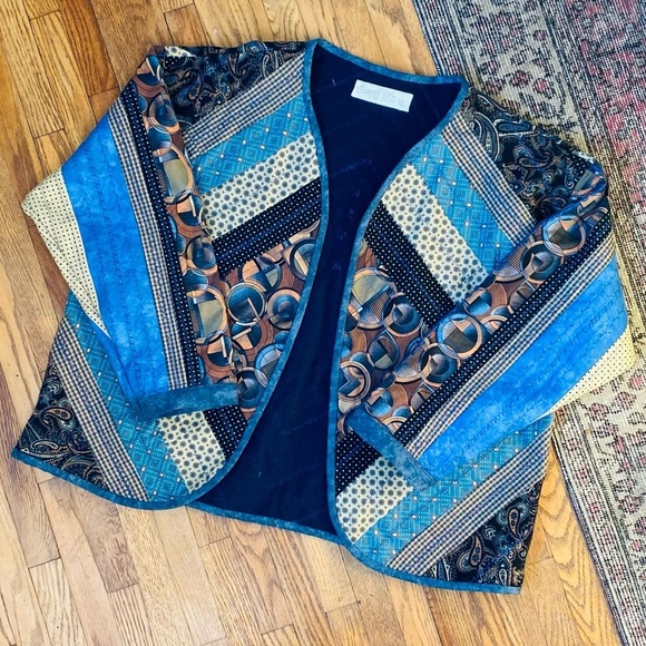 Hand Crafted Jackets & Blazers - 𝅺VINTAGE Quilted patchwork Jacket cottagecore grandmacore
